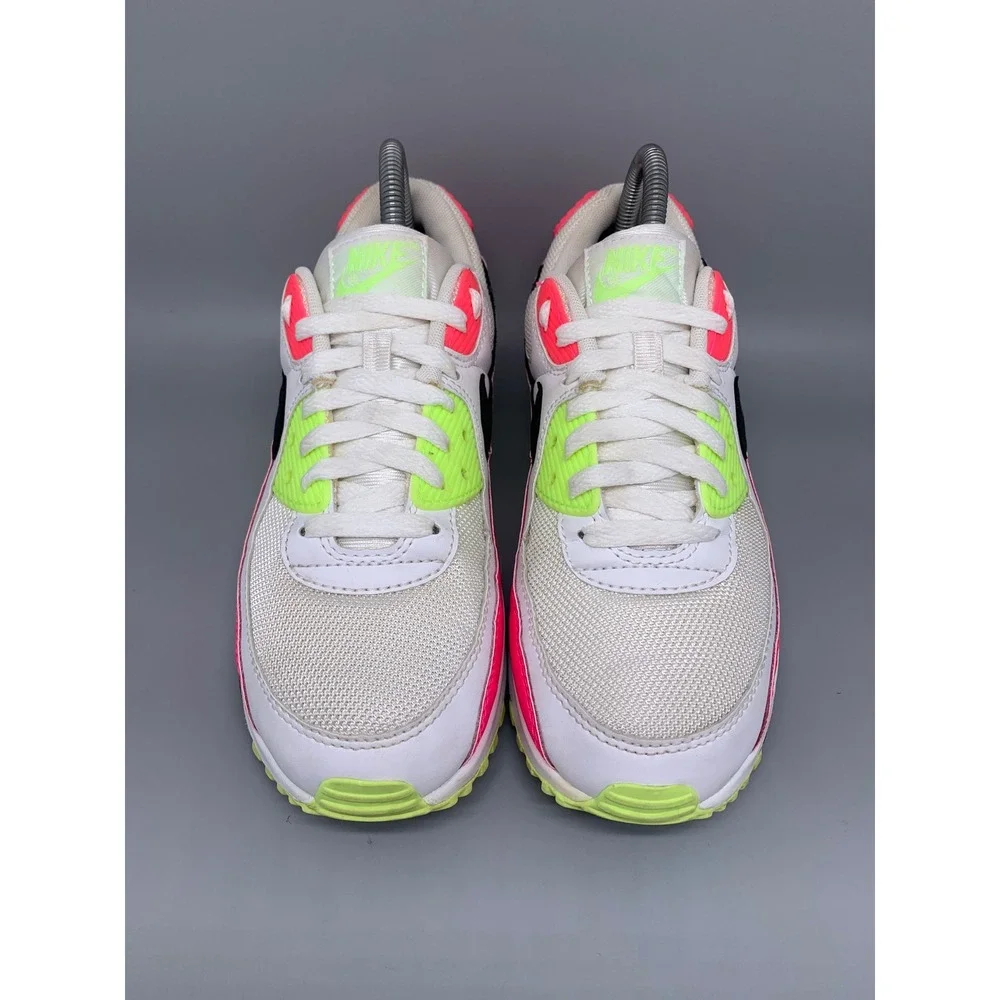 Nike Air Max 90 White Pink Volt Running Shoes CT1030-100 Women's Sz 8.5
